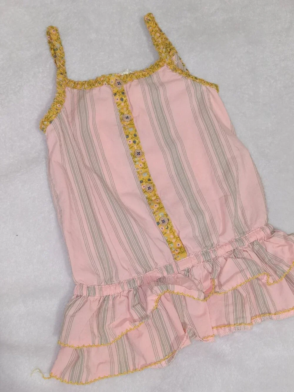 Matilda Jane Morning Sunrise Tank Girls Sz 4 Joanna Gaines Ruffle Strappy Pink